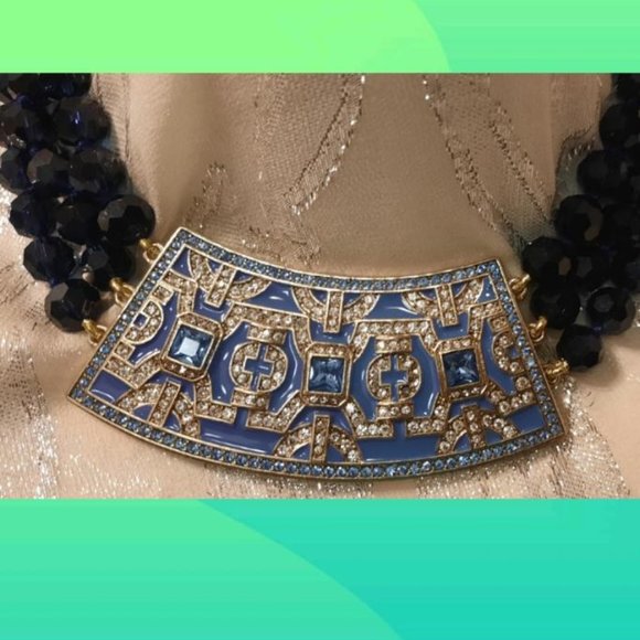 Heidi Daus Crystal and Enamel Lattice 16" Drop Necklace ("ASIAN ESSENCE BLUES" } - Picture 2 of 7